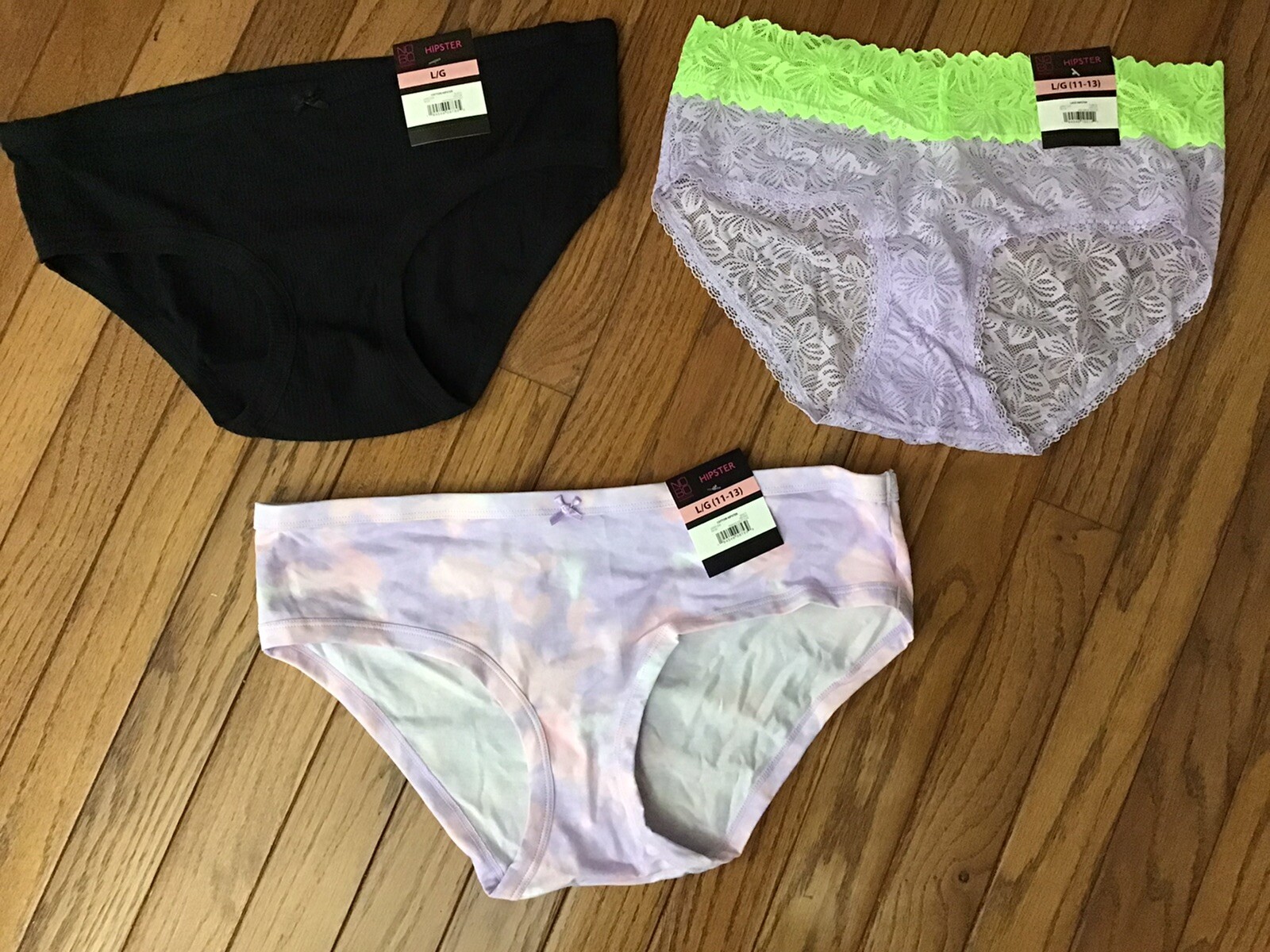 NWT NOBO No Boundaries Hipster Panties Size Large (LOT OF 3 Hipsters) (C38-1)