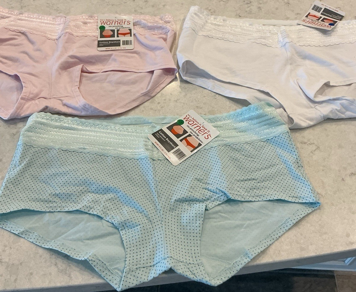 Warners Boyshort3 Pack Lace Trim L Jersey Stretch 2 large 1 x large