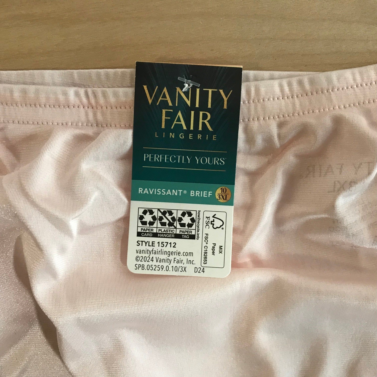 Vanity Fair LOT of 5 Ravissant Brief Pink Lingerie Style 15712 Size 3XL