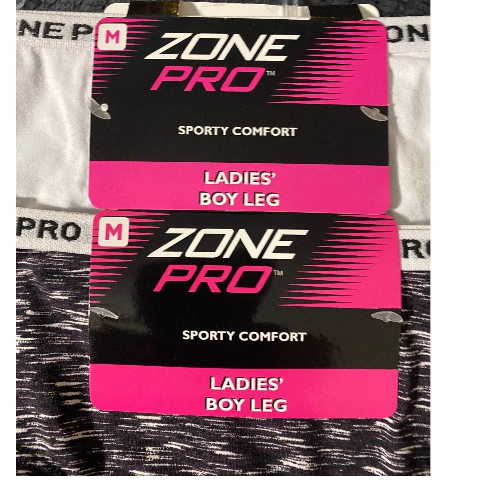Zone Pro Womens Sporty Comfort Boy Leg Panties 2Pk White Space Dye Size Medium