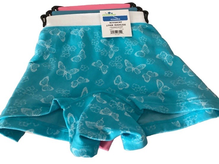 Medium 3 Pack Seamless Boyshort Panties Size M 9/10 Celebrate Summer Butterflies