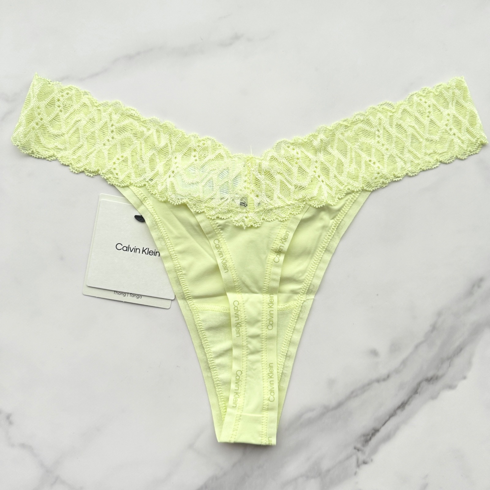 Calvin Klein Attraction Thong Panty Pale Lime Yellow SZ S/M/L/XL