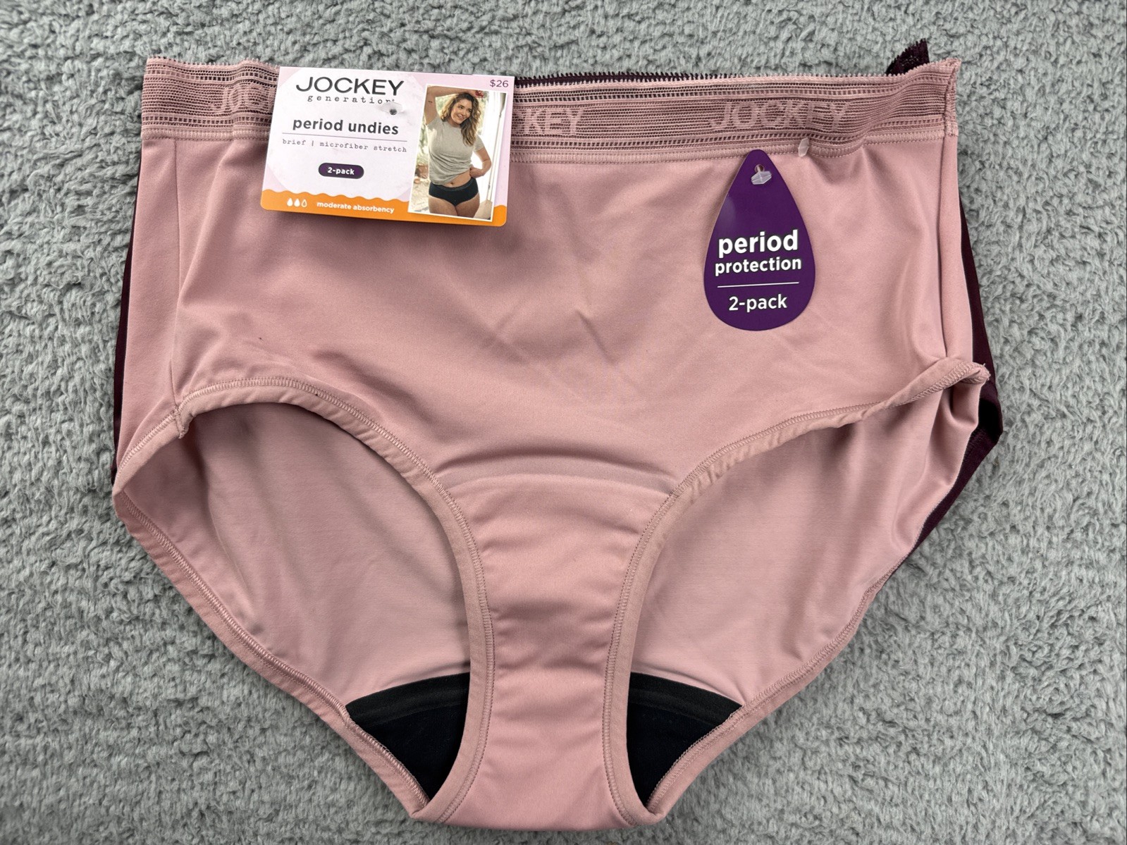 Jockey Generation Women’s Period Undies Briefs 2pk – Rose Burgundy – Size M
