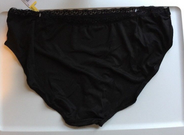 Womens Black Bikini Panties Size 4X/11 Solid Sexy Flirty Pink Floral Side Insets