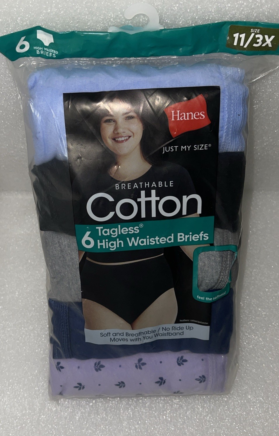 Hanes 6 Tagless High Waisted Briefs Underwear Womens 11/3x JMS Multicolor Cotton