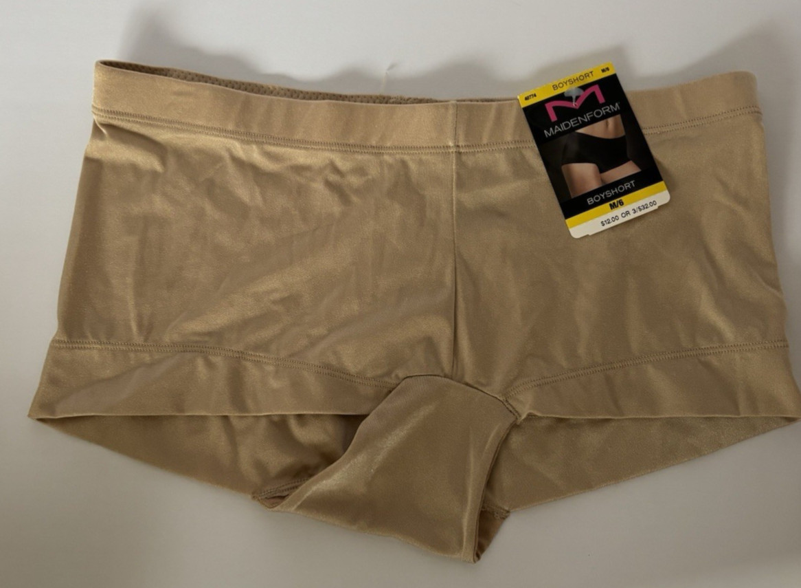 MAIDENFORM BOYSHORT PANTIES 40774 BEIGE WOMEN M/6 **NEW WITH TAGS** $32