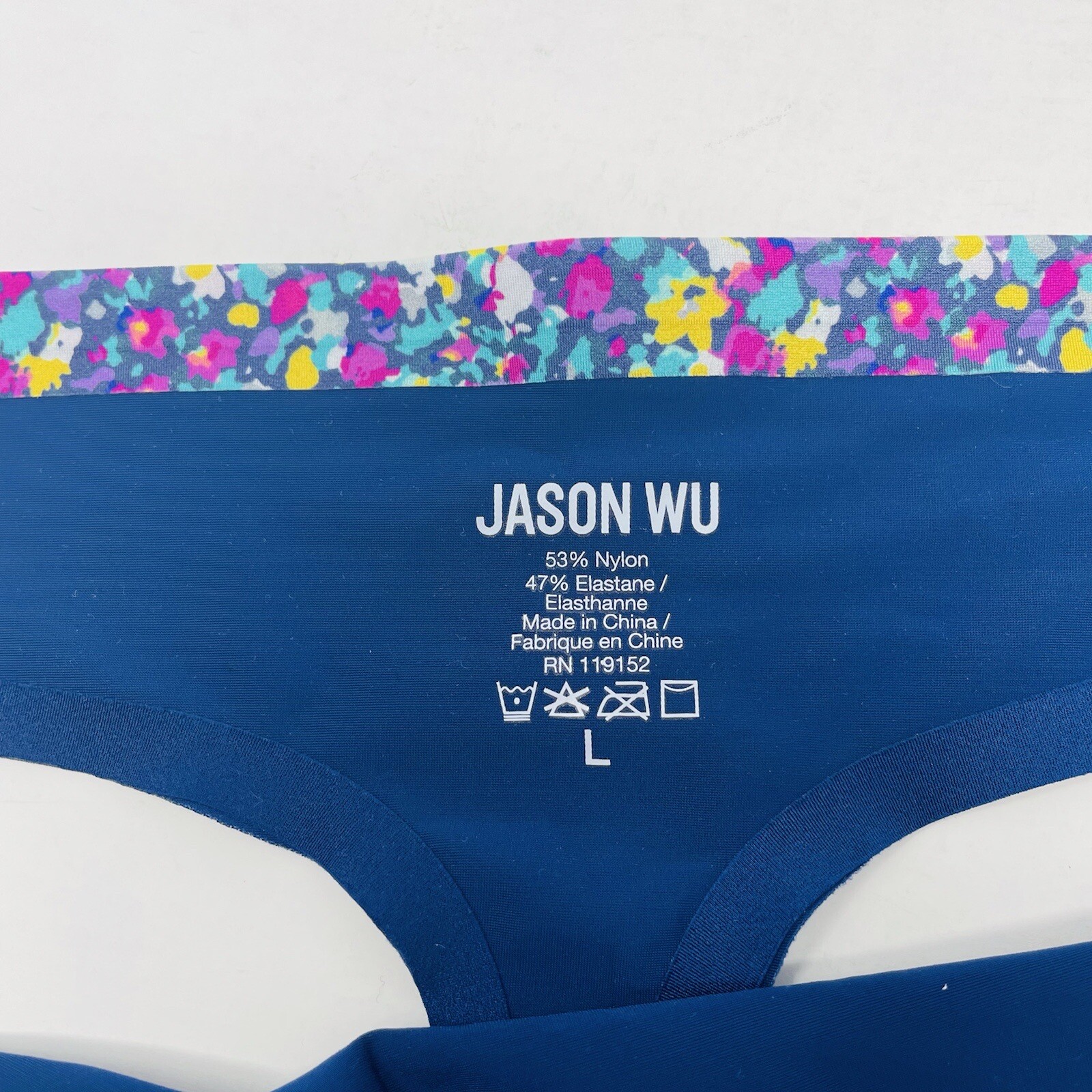 Jason Wu Womens Size Large Bemis Basics Thong In Estate Blue Floral Trim $20 978