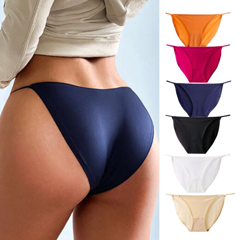 6 Pack Lot Womens Seamless Silky Panties G string Thong Brief Bikinis Underwear