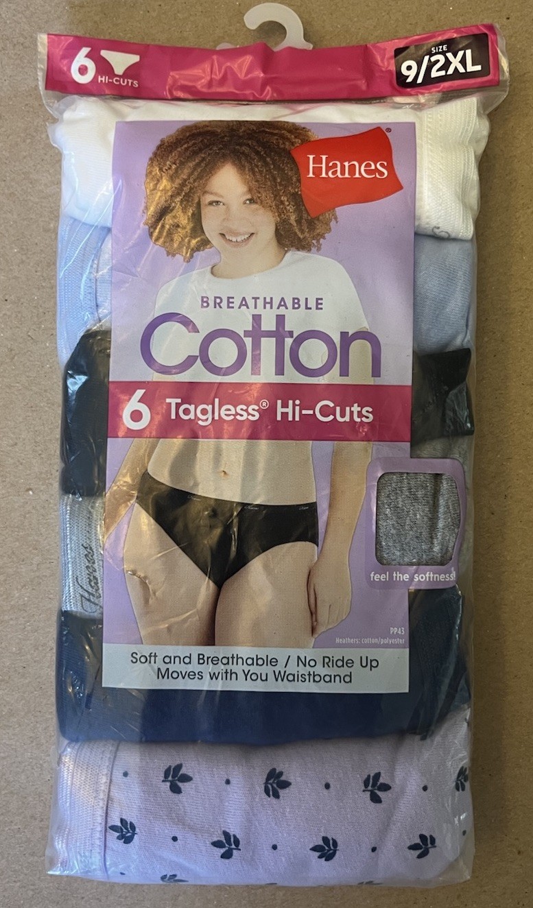 Hanes Women’s Panties 6-pack No Ride Up Cotton Hi Cut Underwear
