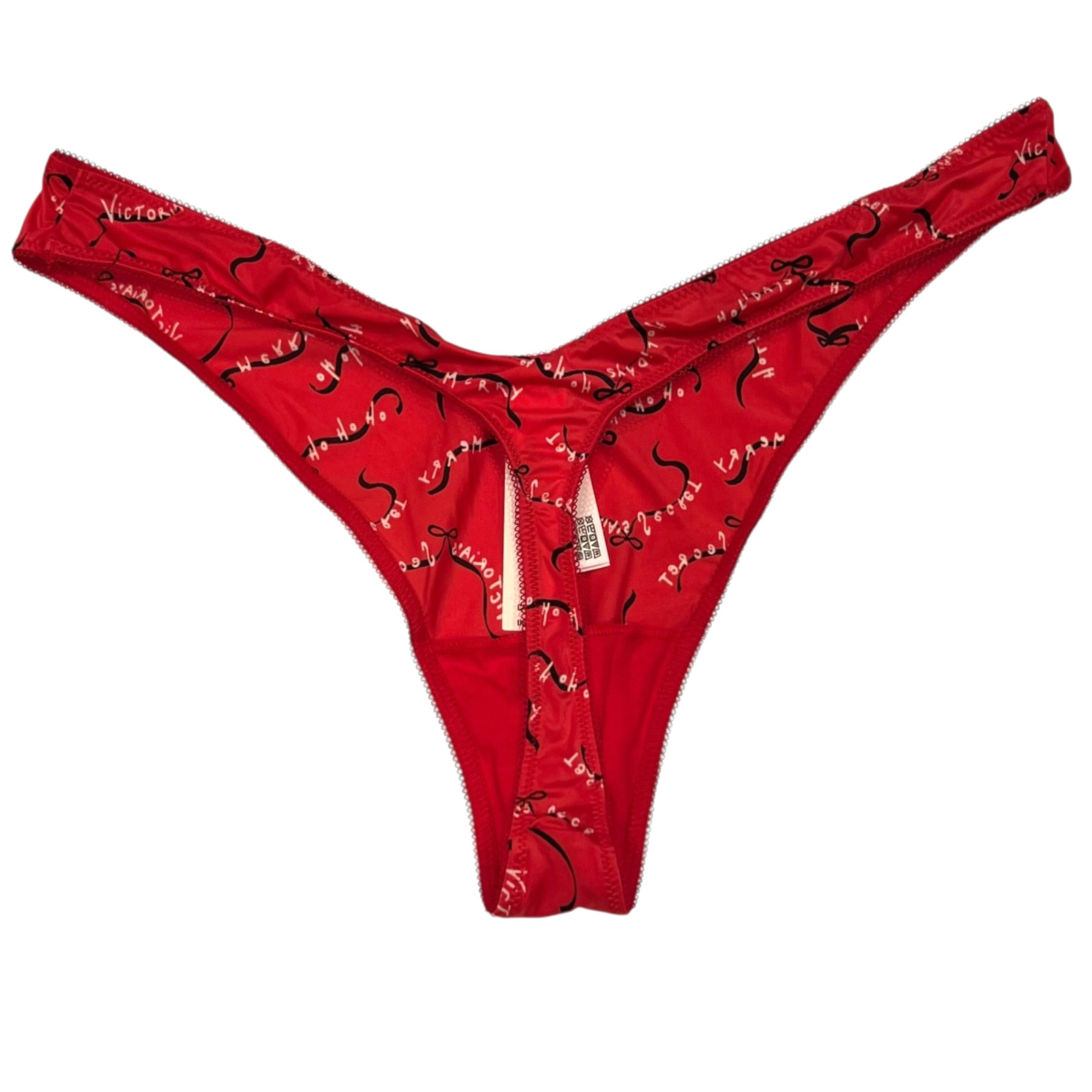 NWT VICTORIA’S SECRET High Leg Thong Sz XS-M-L-XL Red Silky Christmas