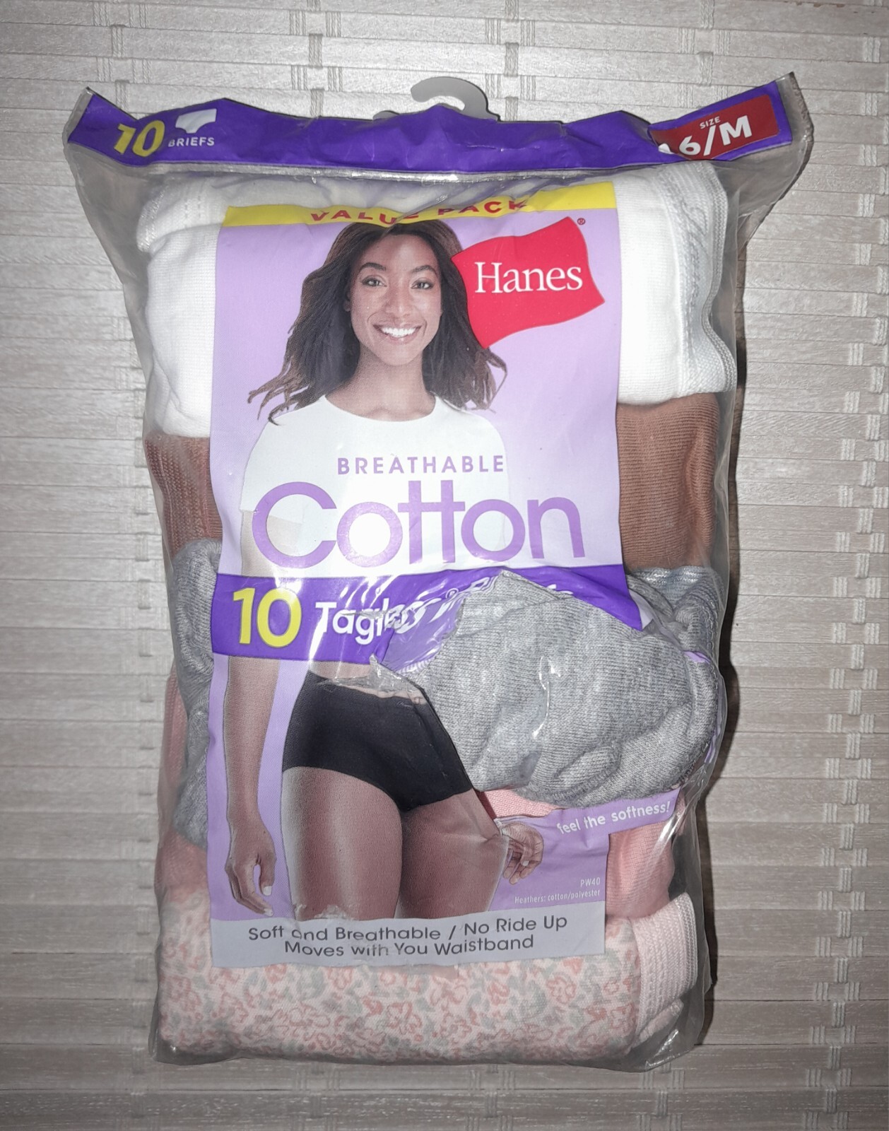 NWT Hanes Breathable Cotton Tagless Briefs 10-Pack sz 6/M