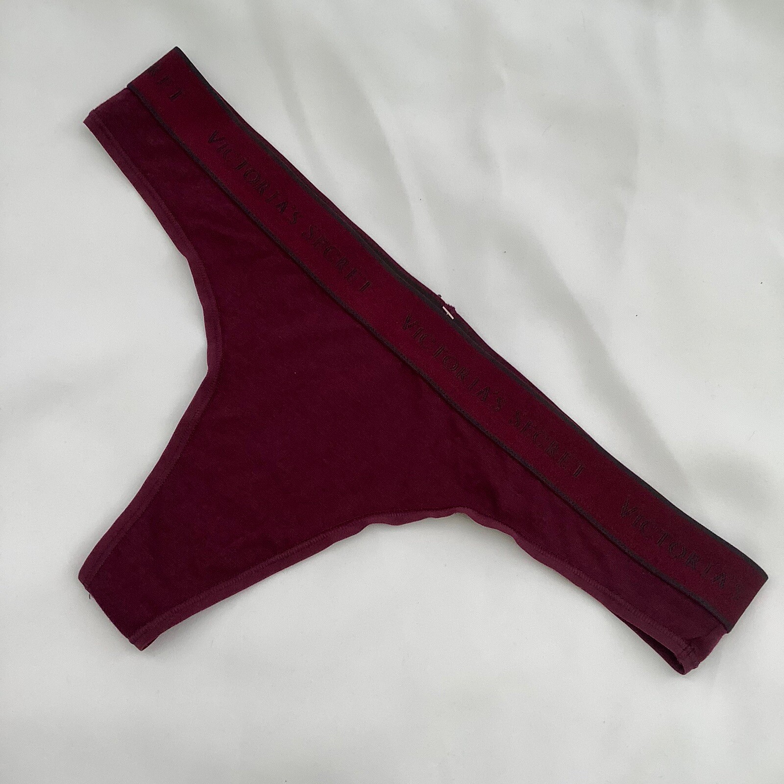 Victoria’s Secret Burgundy Purple Logo Waistband Thong Panties – Size XL – BNWT
