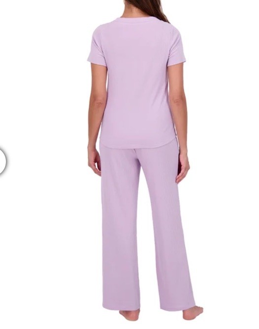 Live 2 Lounge Women’s 4 Piece Pointelle Lounge Wear Pajama Set, Purple,Large NWT