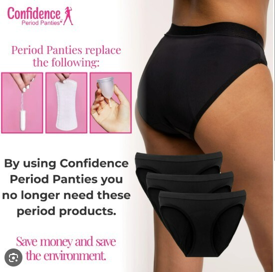 CONFIDENCE BIKINI PERIOD PANTY REUSABLE ANTIBACTERIAL XL 3 PK NEW