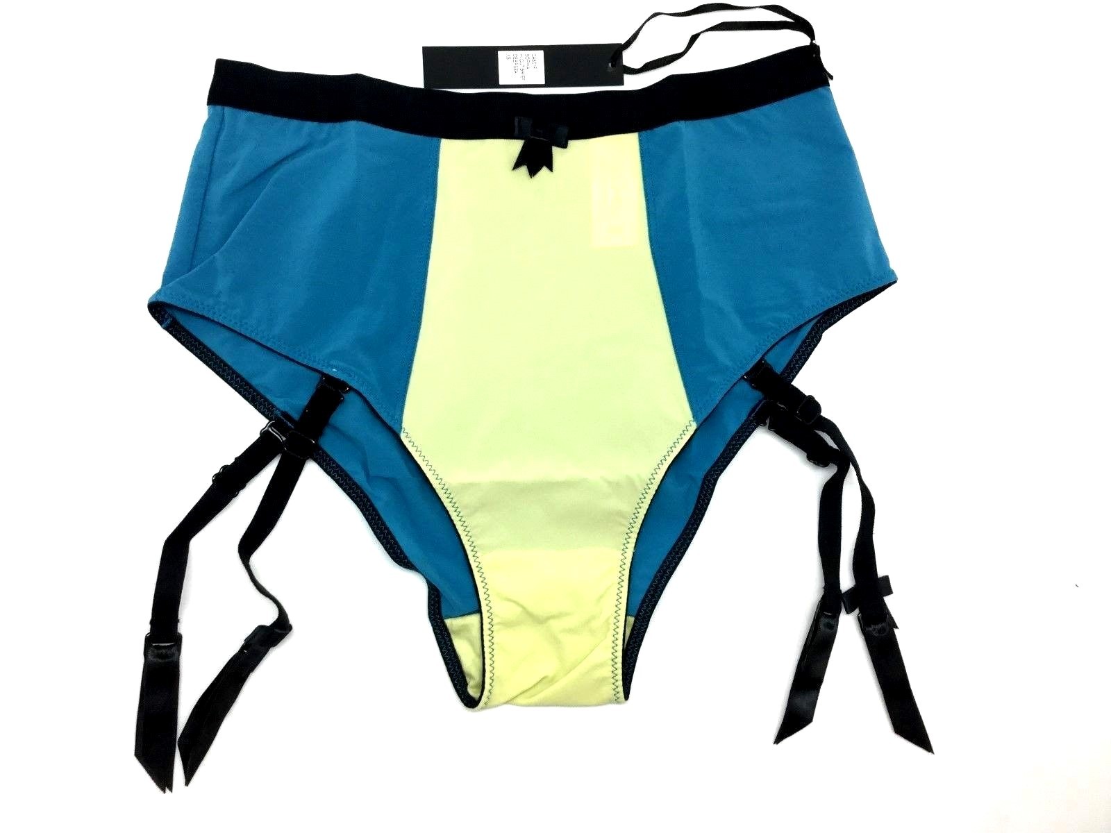 Claudette Sophia Retro Hi Cut Brief Garter Panties Lingerie Pin Up Deep Sea Blue