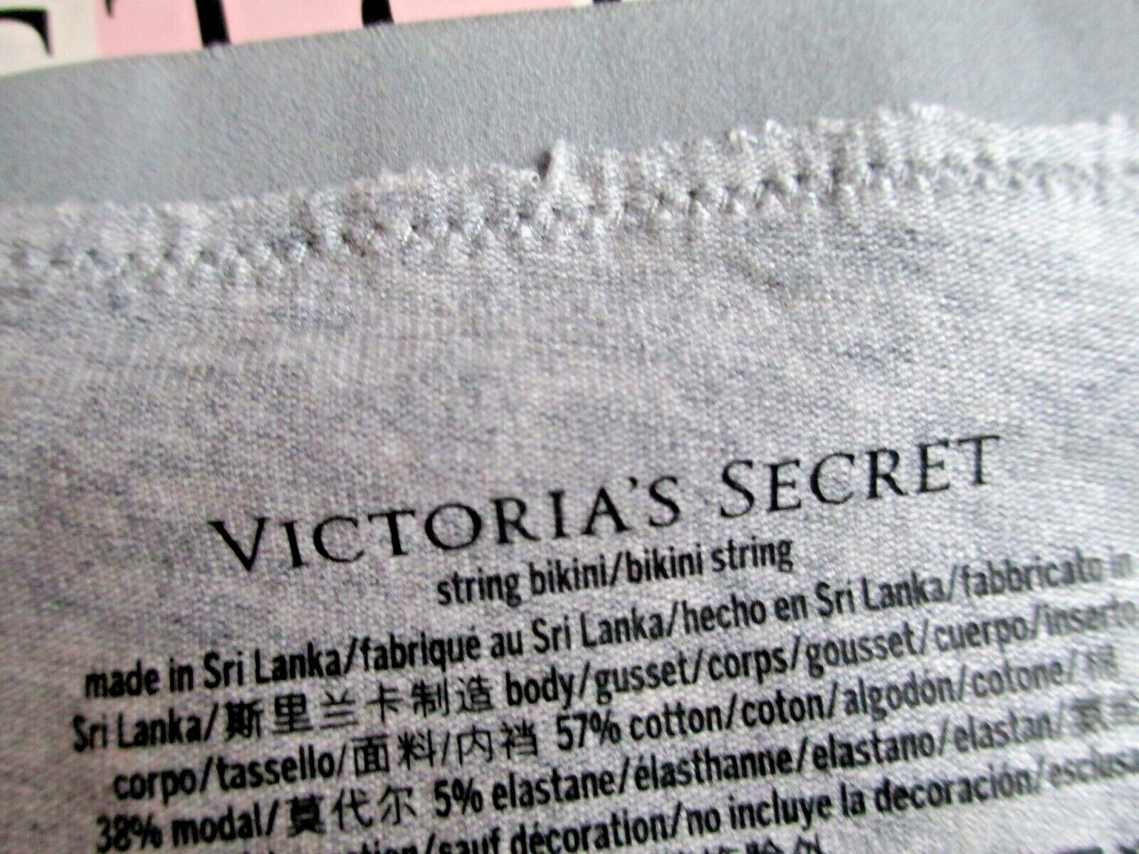 VICTORIA’S SECRET Cotton String Bikini Panty S M L XL Gray Heather NWT VS