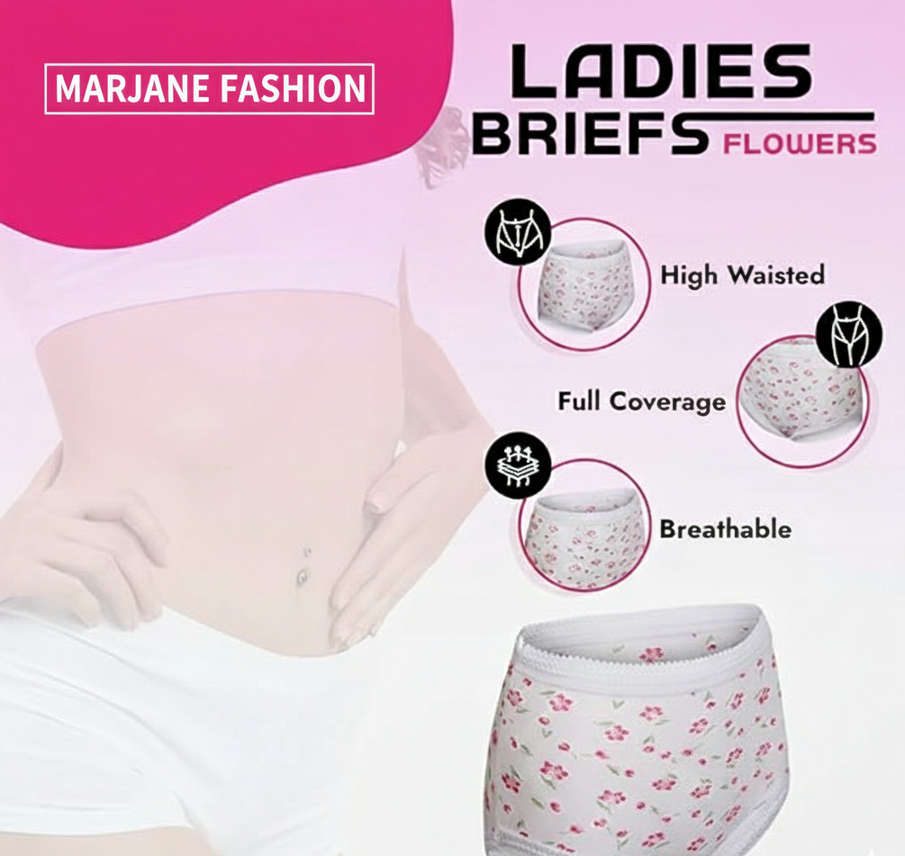 6 Pack Ladies Briefs Maxi, 100% Cotton Full Comfort Fit Underwear, Size 10-24 UK