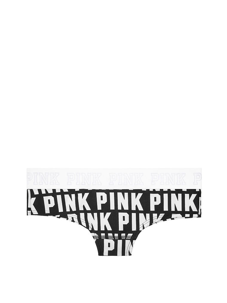 Victoria’s Secret PINK Logo Cheekster Panty Black White Print