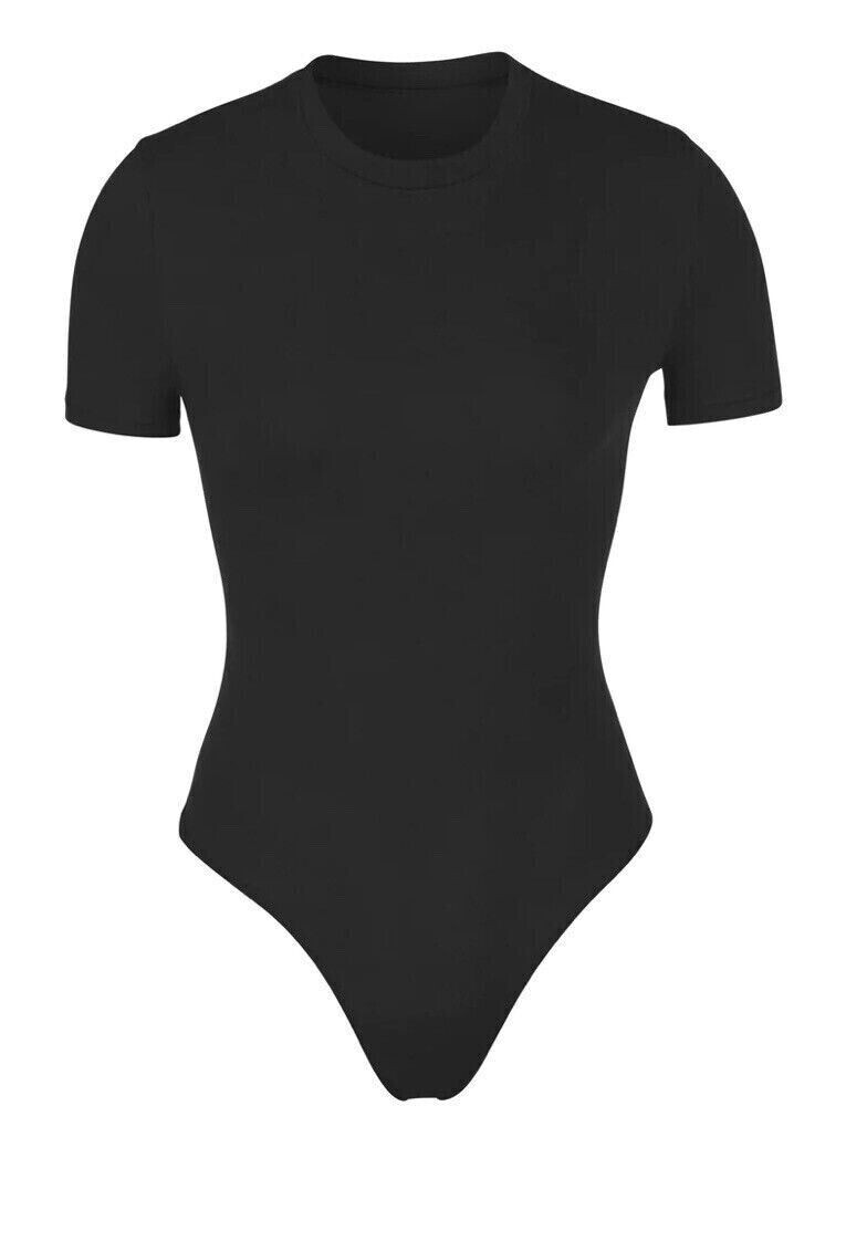 Skims# Cotton Jersey T-Shirt Bodysuit Thong US Size L
