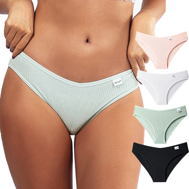 4 Pack Lot Sexy Womens Cotton Panties Briefs Underwear Low Waist Lingeries Soft