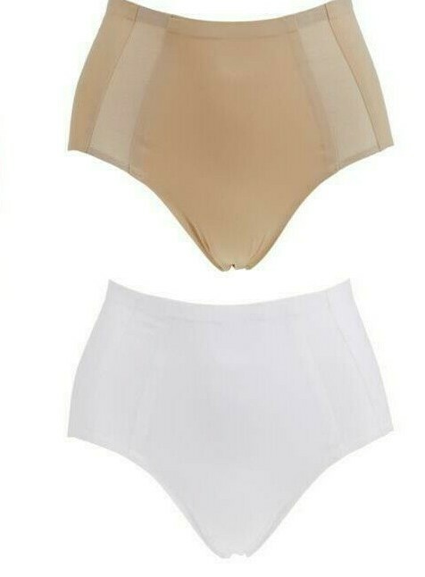 Rhonda Shear Women’s 2-pack Mesh Detail Panty Solid Nude/White Medium Size
