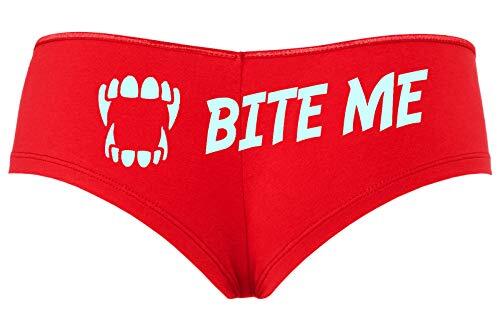 Knaughty Knickers Bite Me Halloween Goth Vampire Teeth Red Boyshort Underwear
