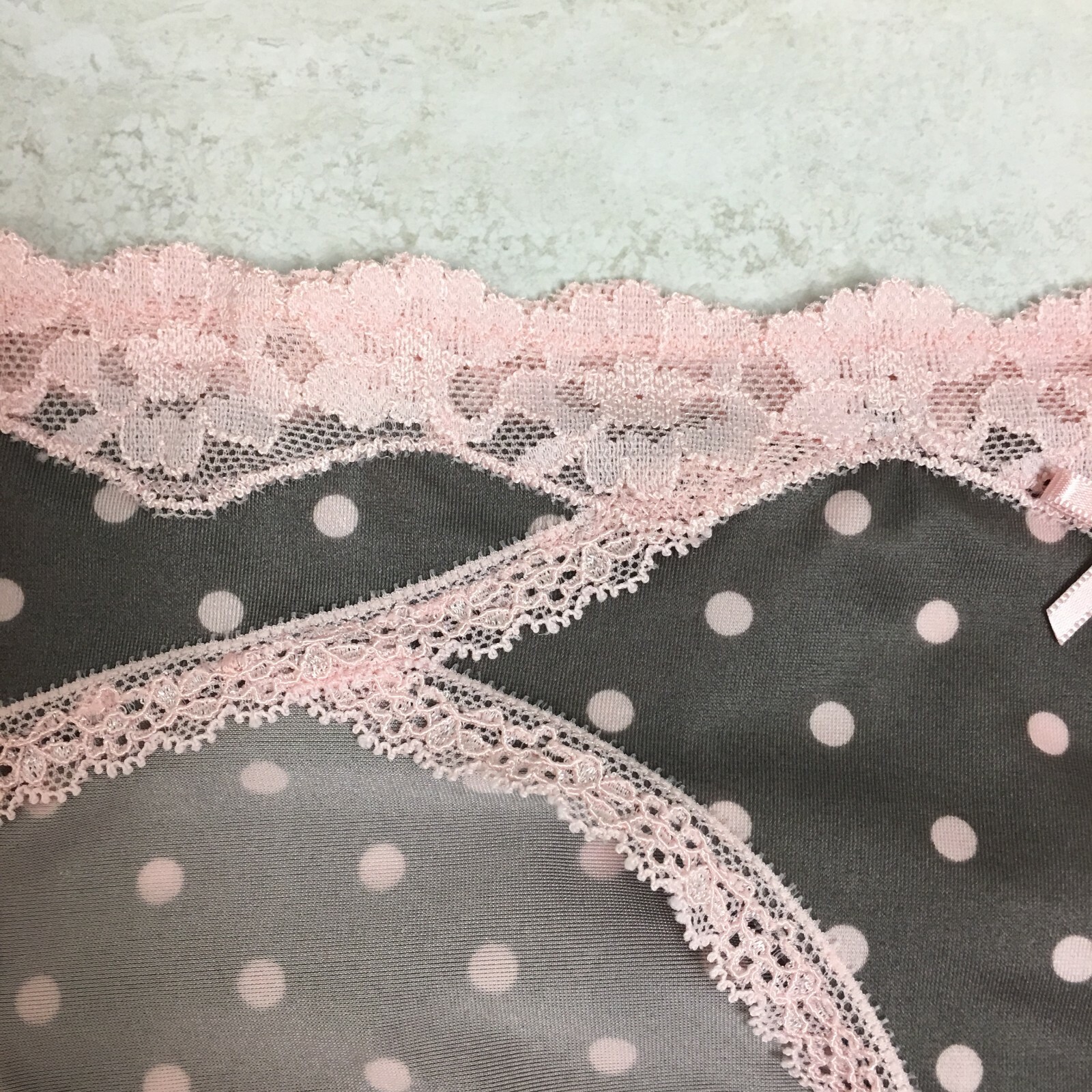2-Pack Maidenform Women’s Micro Cheekini with Lace, Gray/Pink Polka Dot, S/5