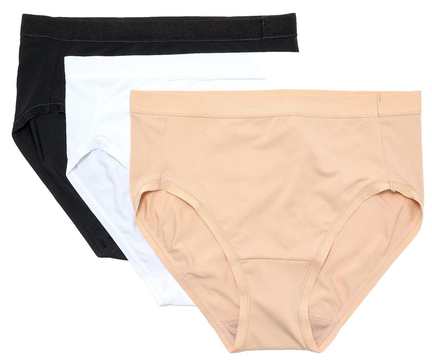 Breezies~Set 3~Signature Satin Trim Briefs~Large~Sunbeige~A606710 11158