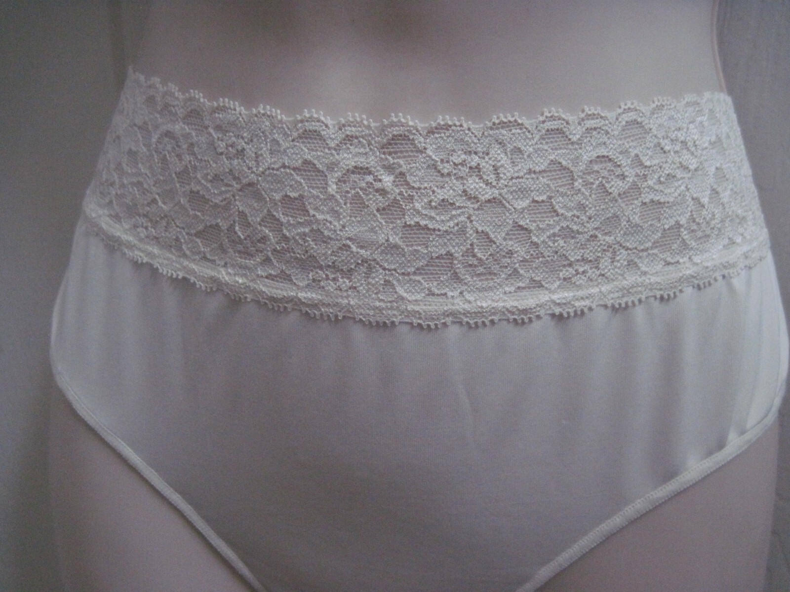 Hanes Women’s Size 8 Panties XL Beige Stretch Fabric Wide Lace Waistband