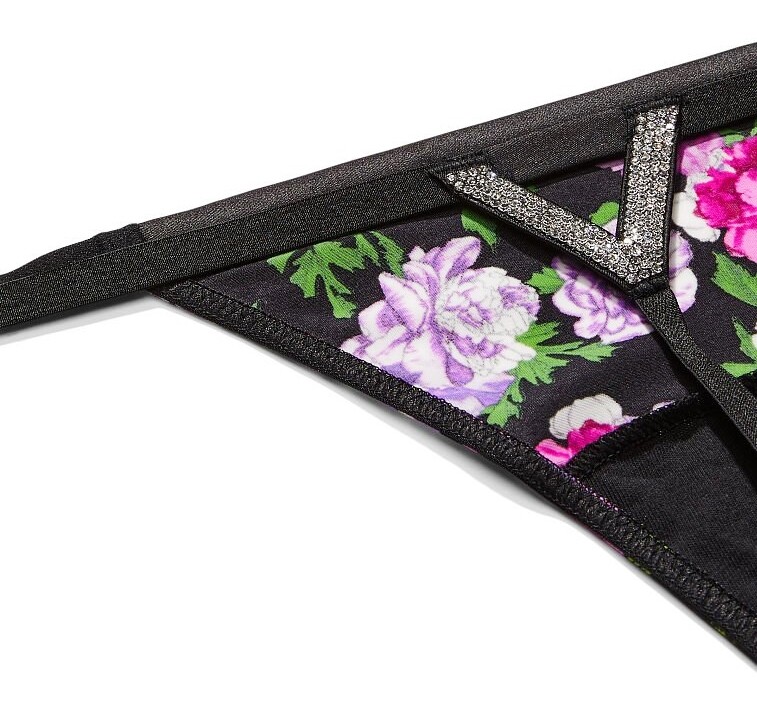 NWT Victoria’s Secret Very Sexy Bombshell Shine V- String Panty Purple Floral M