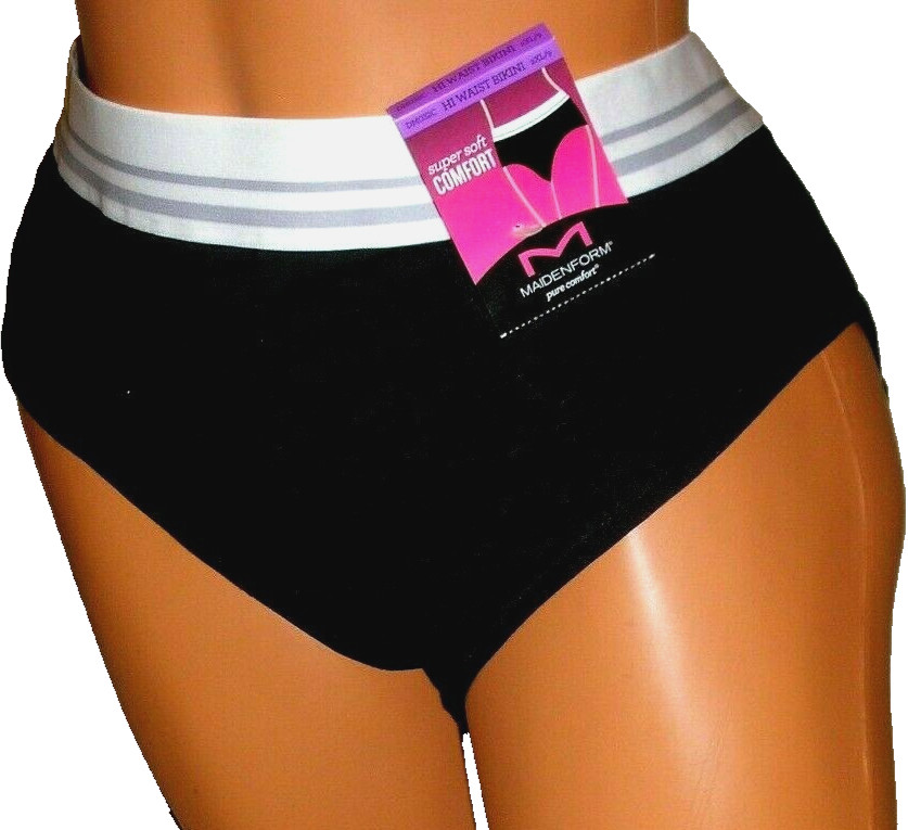 Panties Lingerie Maidenform Super Soft Comfort Black Hi Waist Bikini Sz 9 2X