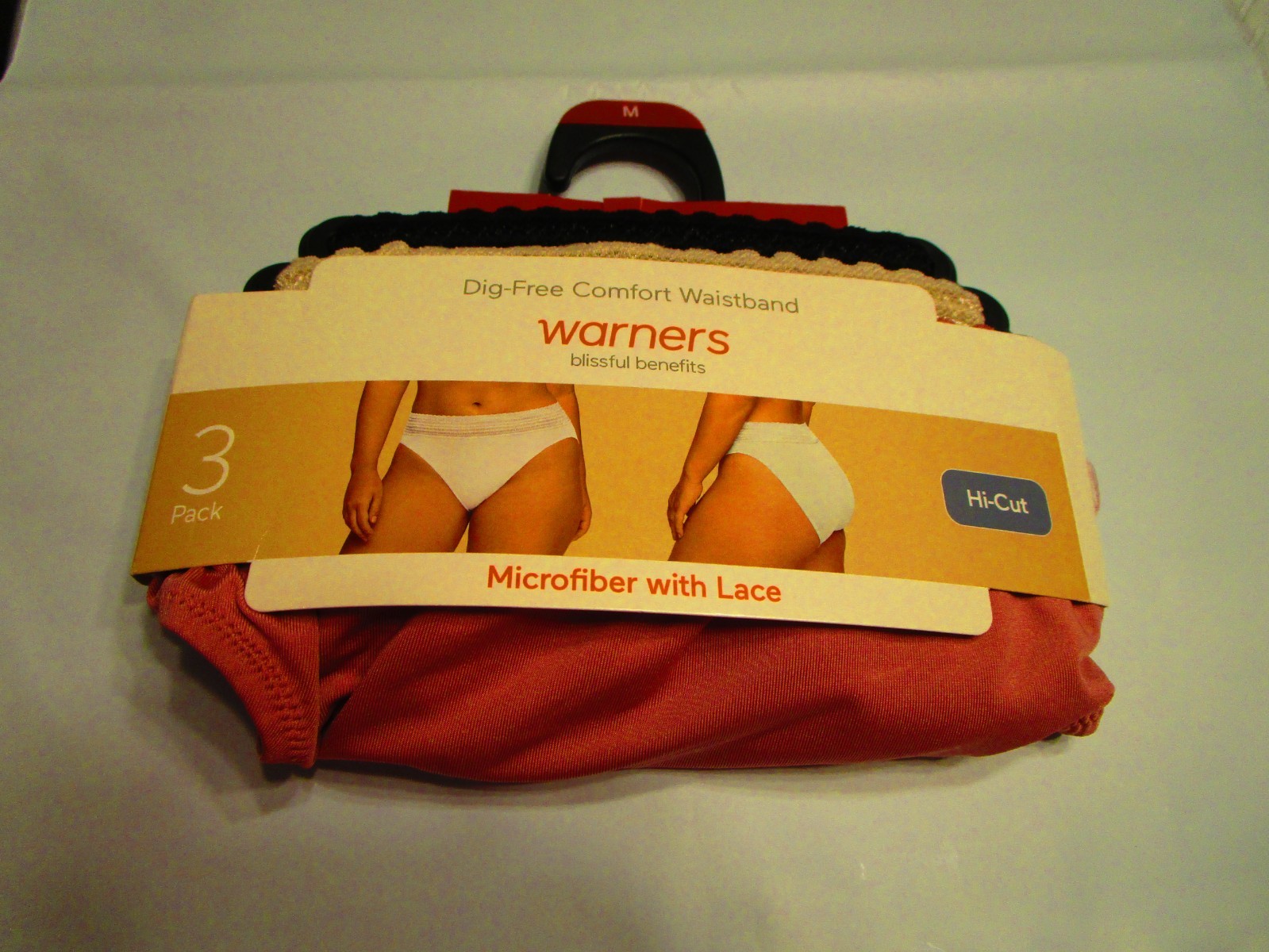 New Warners Breathable Hi Cut Microfiber with lace panty, size M