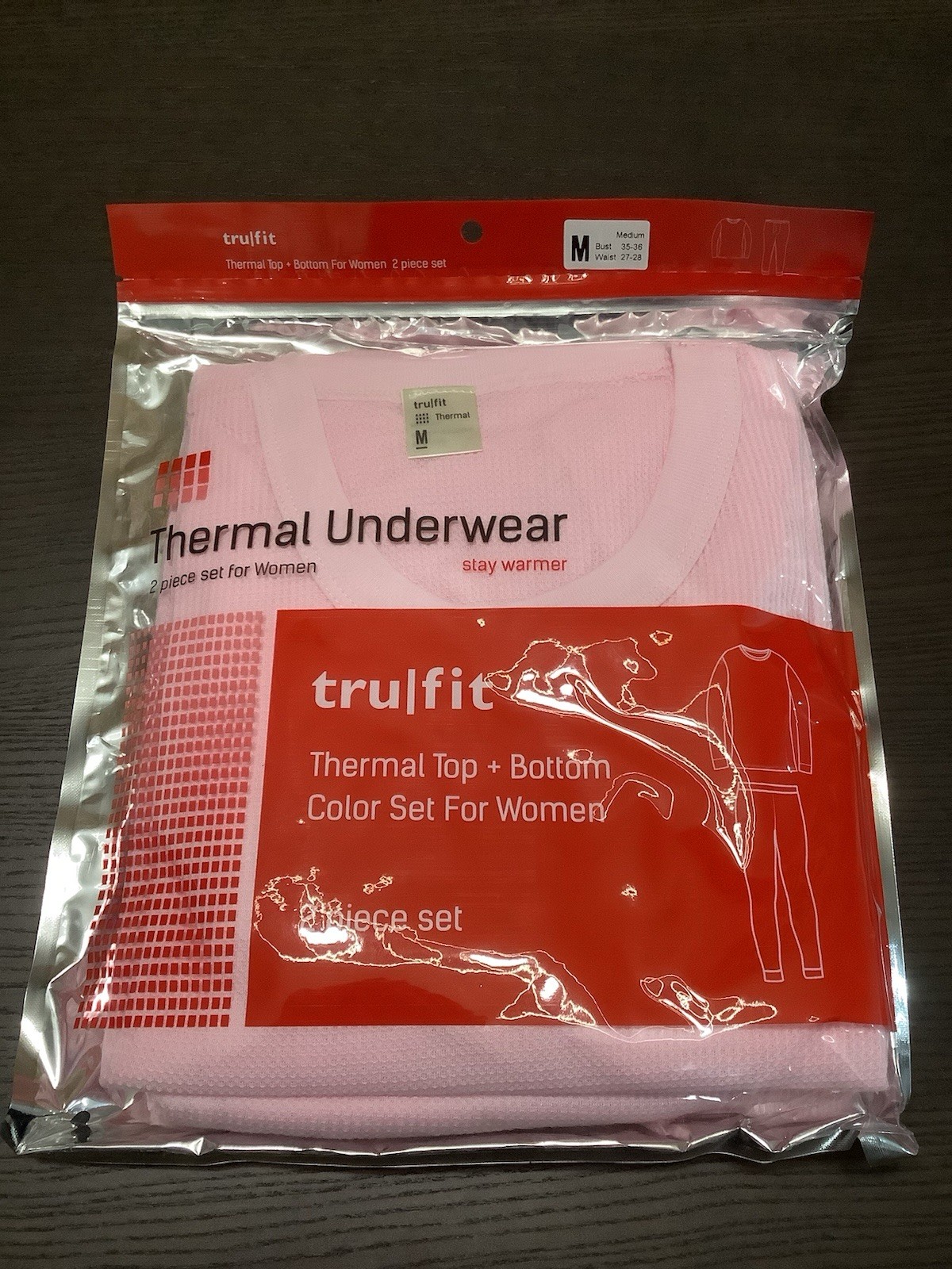 tru|fit Women’s 2-Piece Thermal Underwear Set – Medium – Soft Pink – Long Johns