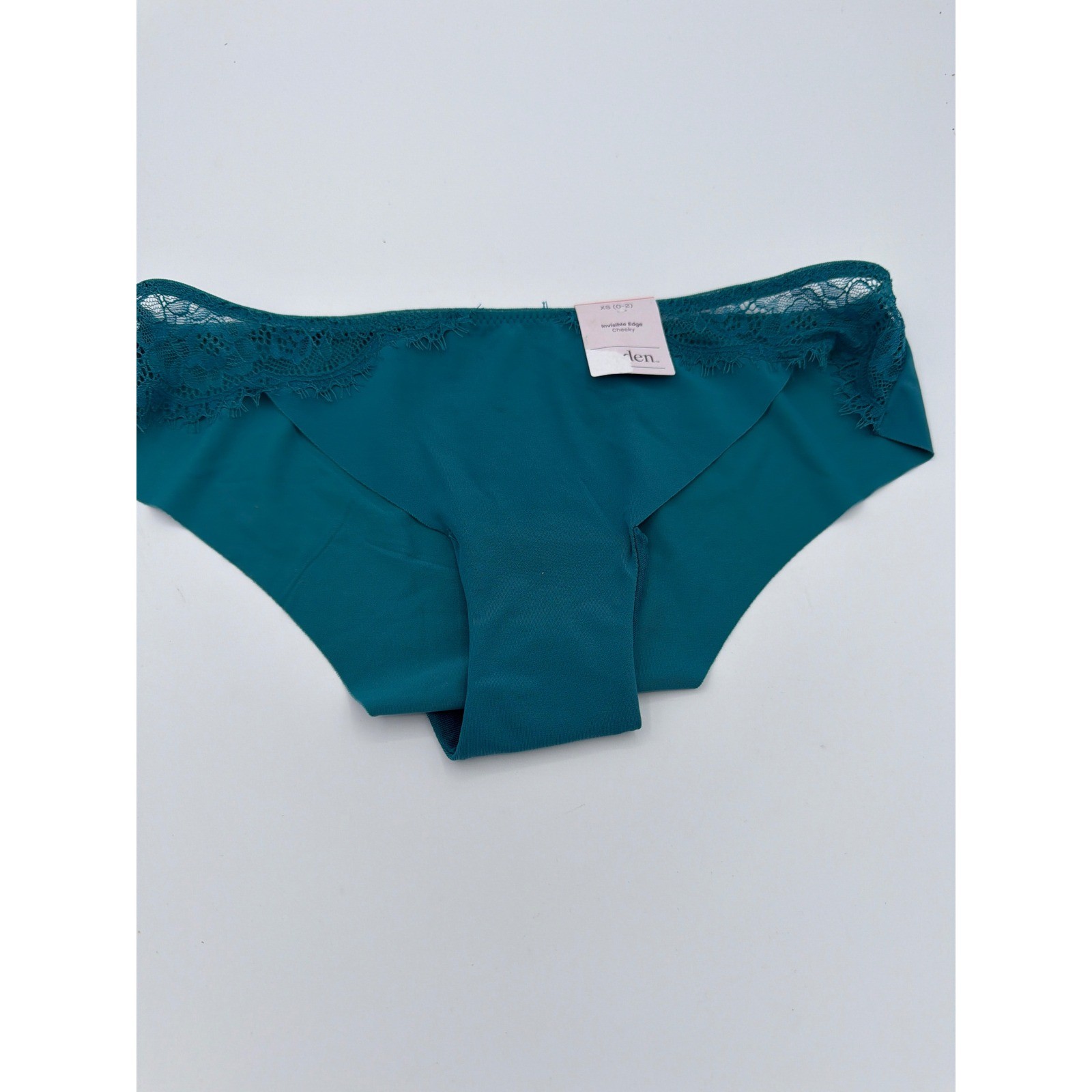 Auden Invisible Edge Cheeky Underwear Teal Lace Trim XS 0-2 NWT