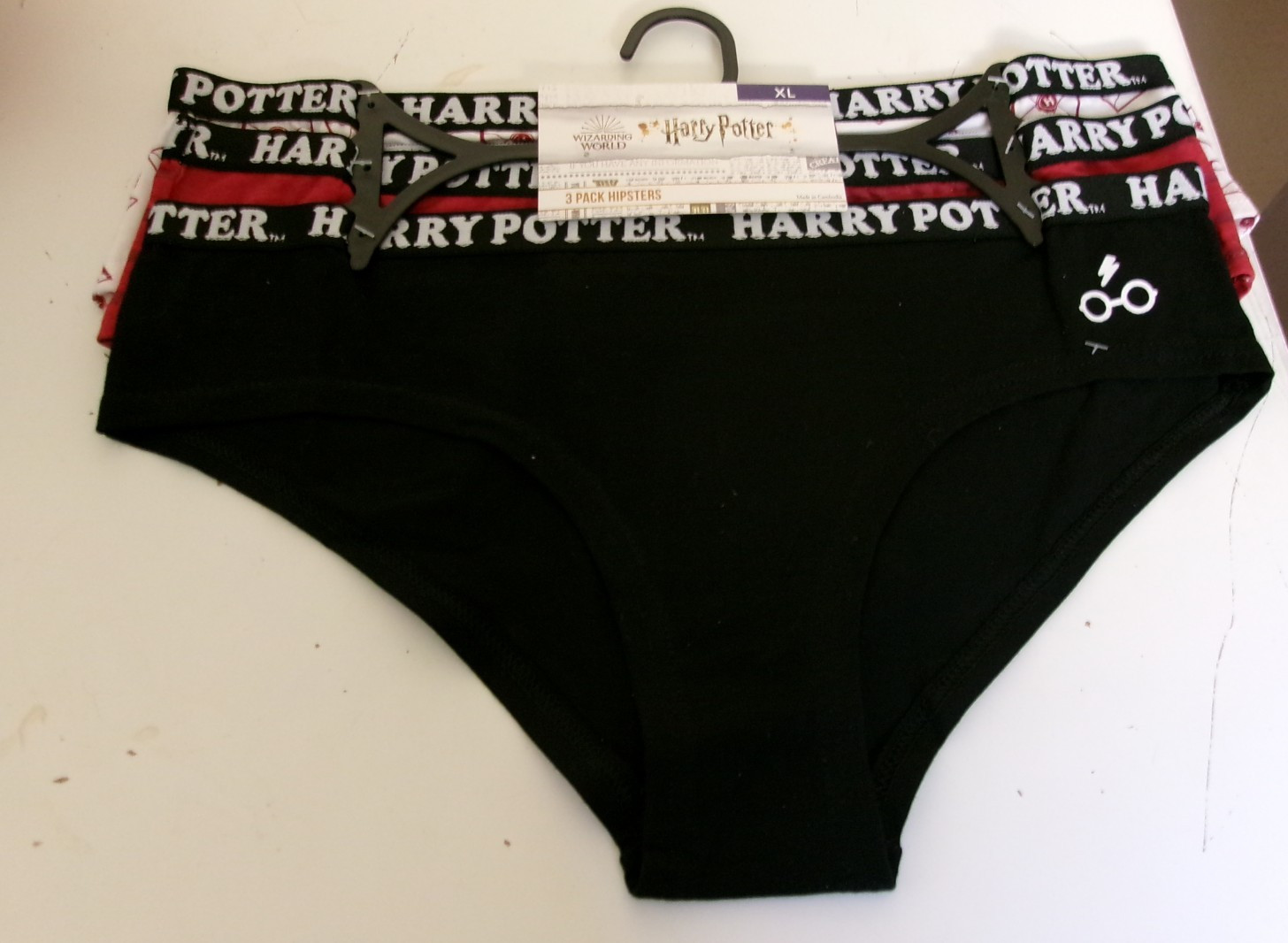 Three Harry Potter Cotton Stretch Hipsters Size X-Large Multi color 95% Cotton