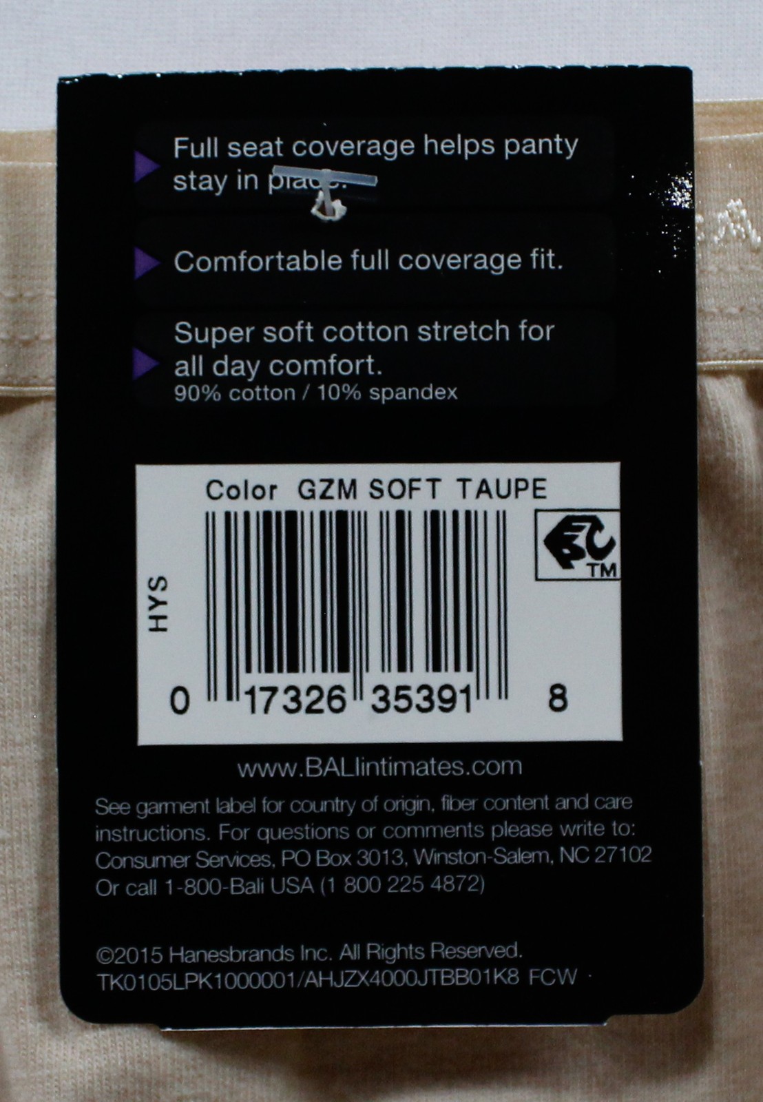 Bali Women’s Full Cut Fit Lightweight Stretch Cotton Brief DH3 Taupe 3XL NWT