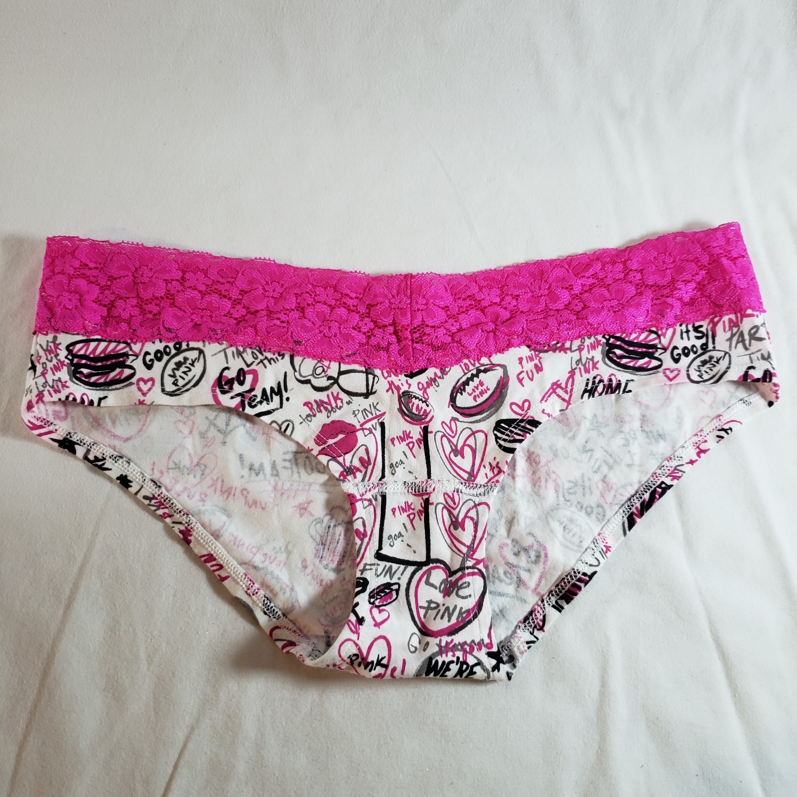 Victoria’s Secret PINK Extra Low Rise Hipster Small White Graffiti TIGHT END
