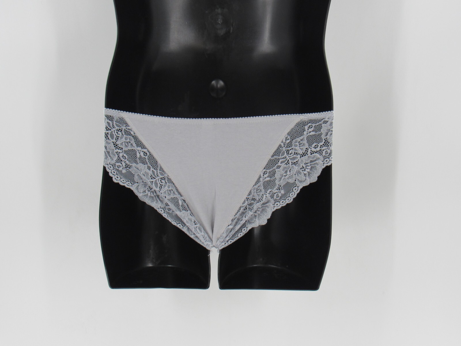 Mamia Women Size XL Panty Gray Hipster Cotton & Lace Floral Intimates Lingerie