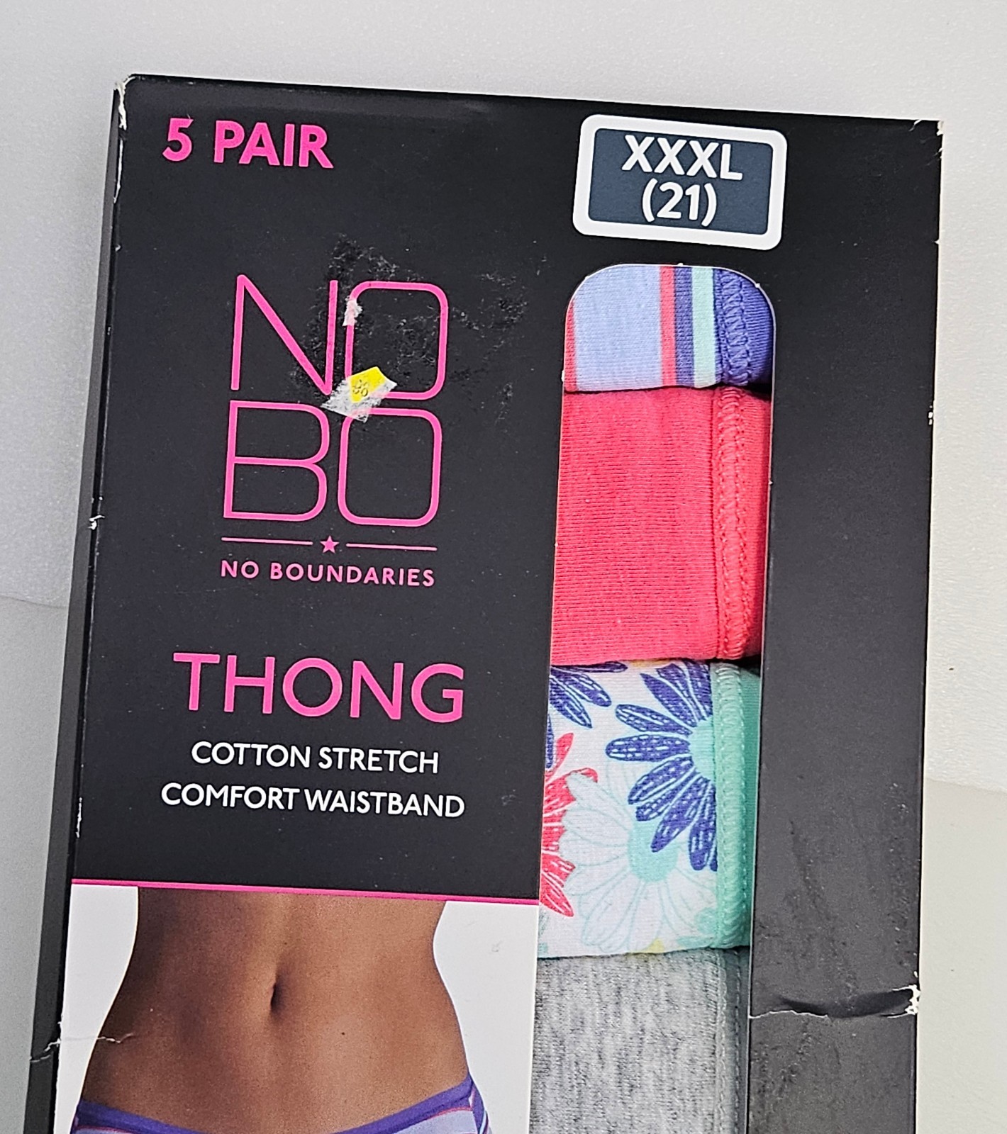 No Boundaries Women’s Thong Underwear Size XXL (21) 5-Pair Cotton Stretch