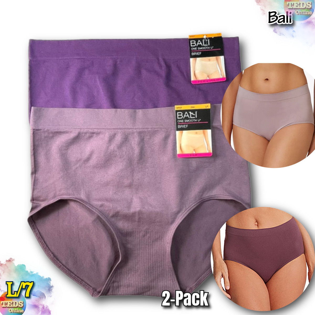 NWT 2-Pack Bali Women’s L/7 One Smooth U All Over Smoothing Brief 2361 Purple