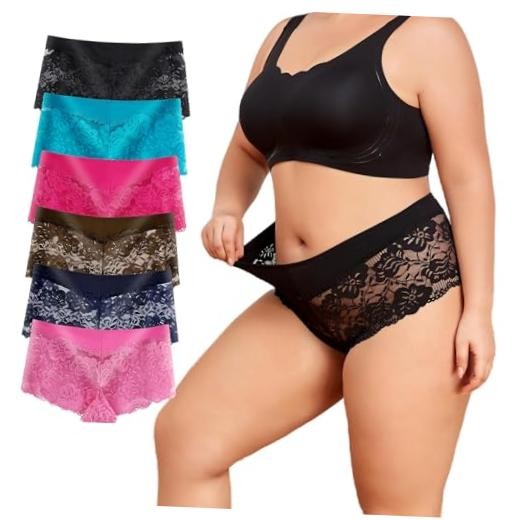 Sexy Underwear For Women, Plus Size Lace Boyshorts Panties 4X-Large Plus 9144-c