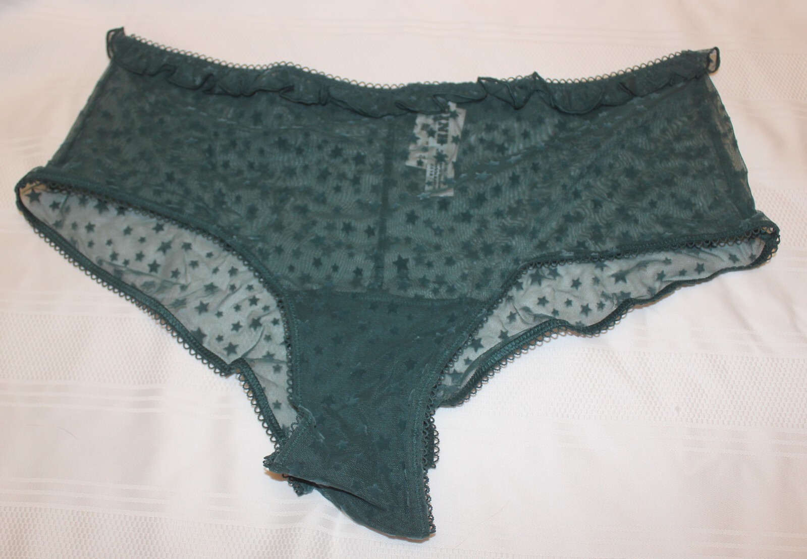 XXL Victoria’s Secret Pink Star Mesh Wink Cheeky Panties – Deep Forest Green
