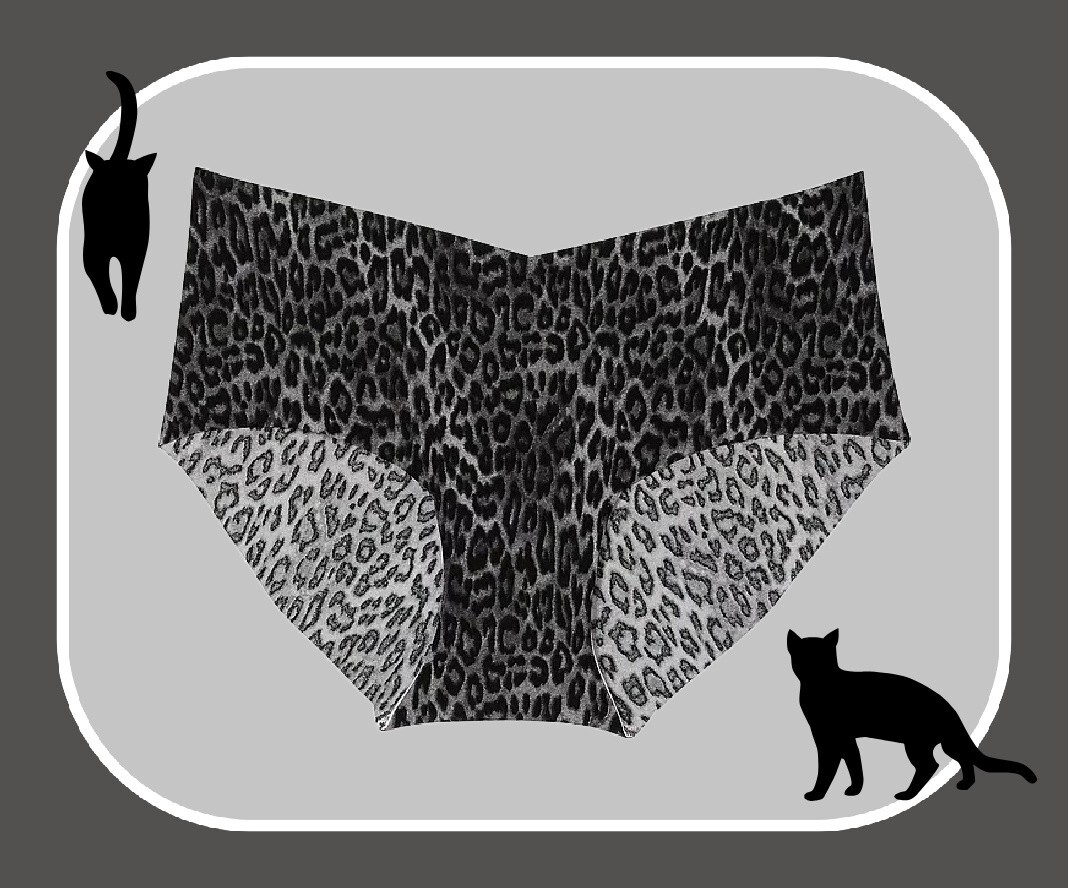 L NOIR Black Grey Leopard NO SHOW Smooth Victorias Secret Hiphugger Pantie