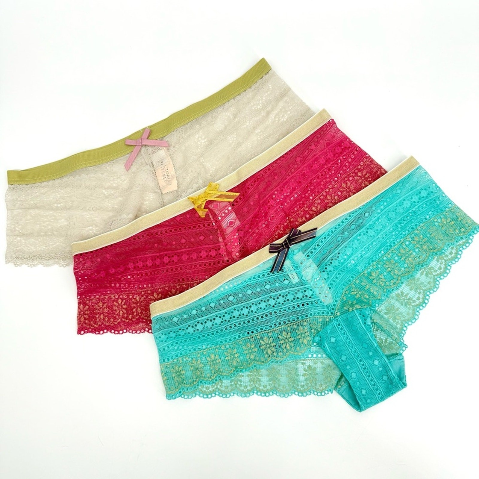 NWT Lot 3 Victoria’s Secret Lace Sheer Tanga Cheeky Panty Underwear Size M