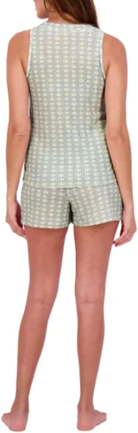 Live 2 Lounge Women’s 4 Piece Pointelle Lounge Wear Pajama Set, Green, Small