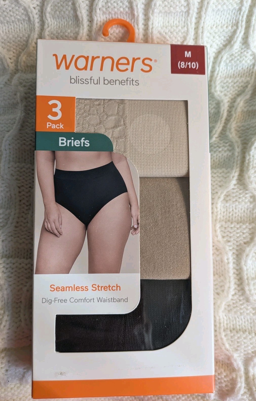New ~Warners Blissful Benefits Comfort Waistband Microfiber Brief Pack Of 3 MED