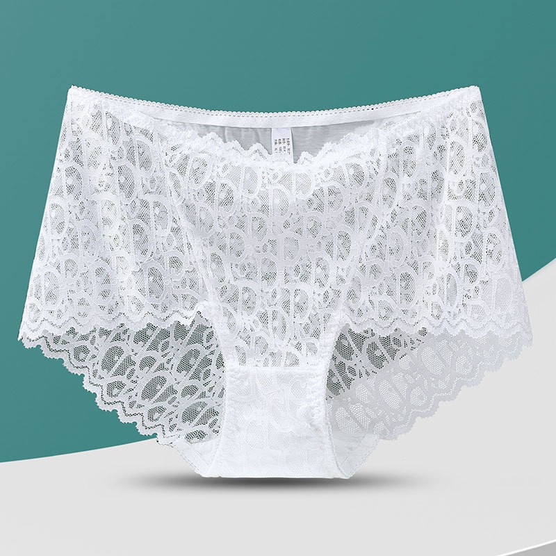 4Pcs Women High Waist Knickers Briefs Lace Sexy Seamless Underwear Panties Large