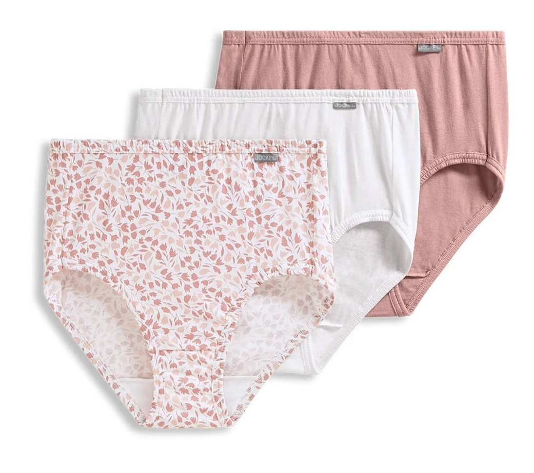 Jockey 3-Pack Elance Briefs Comfort 100% Cotton 1486 Prim Floral 10/3XL NIP