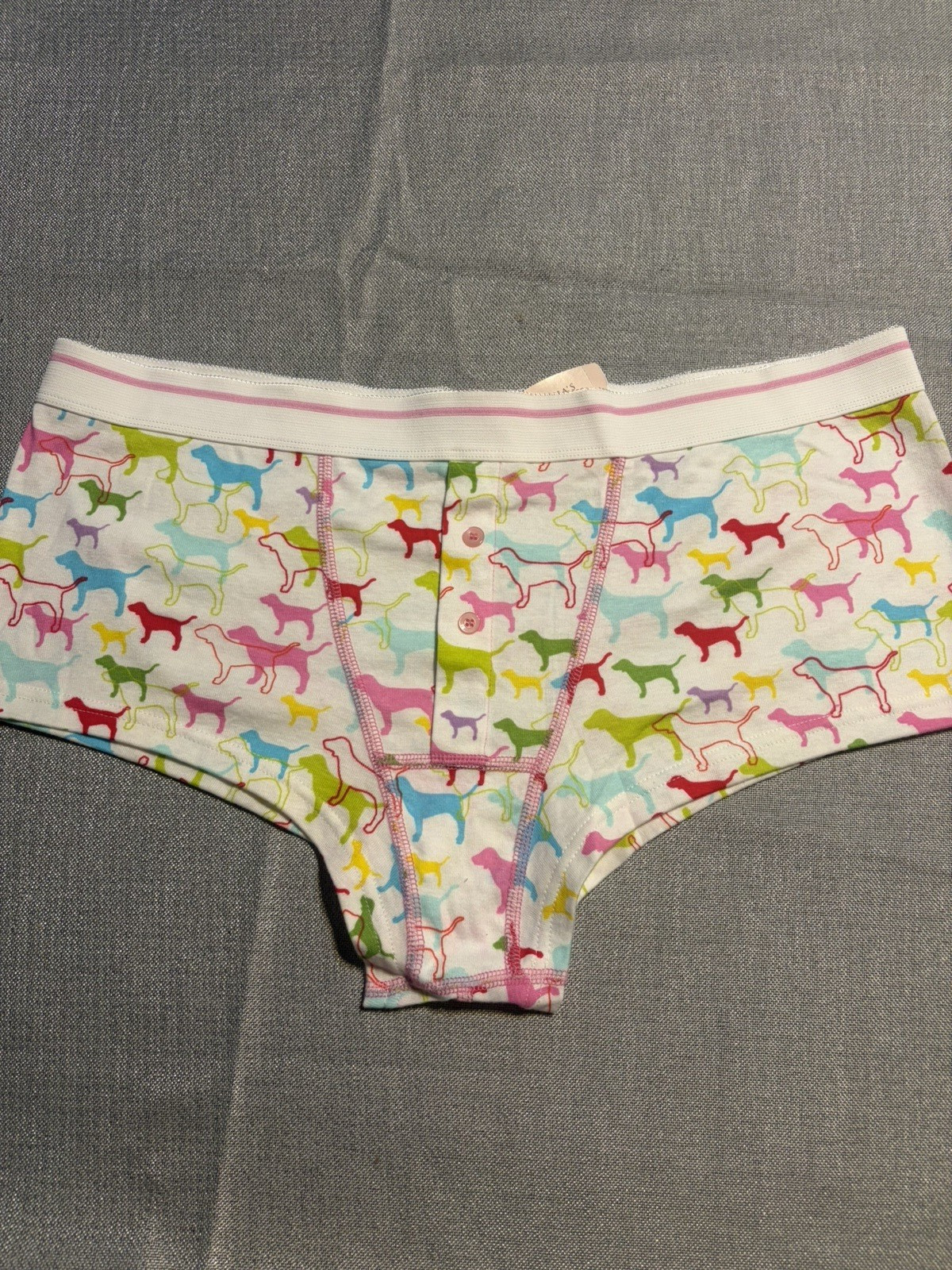 Pink Victoria’s Secret Vintage Y2K Women’s Boyshort Panties Dog Print Boxers NWT