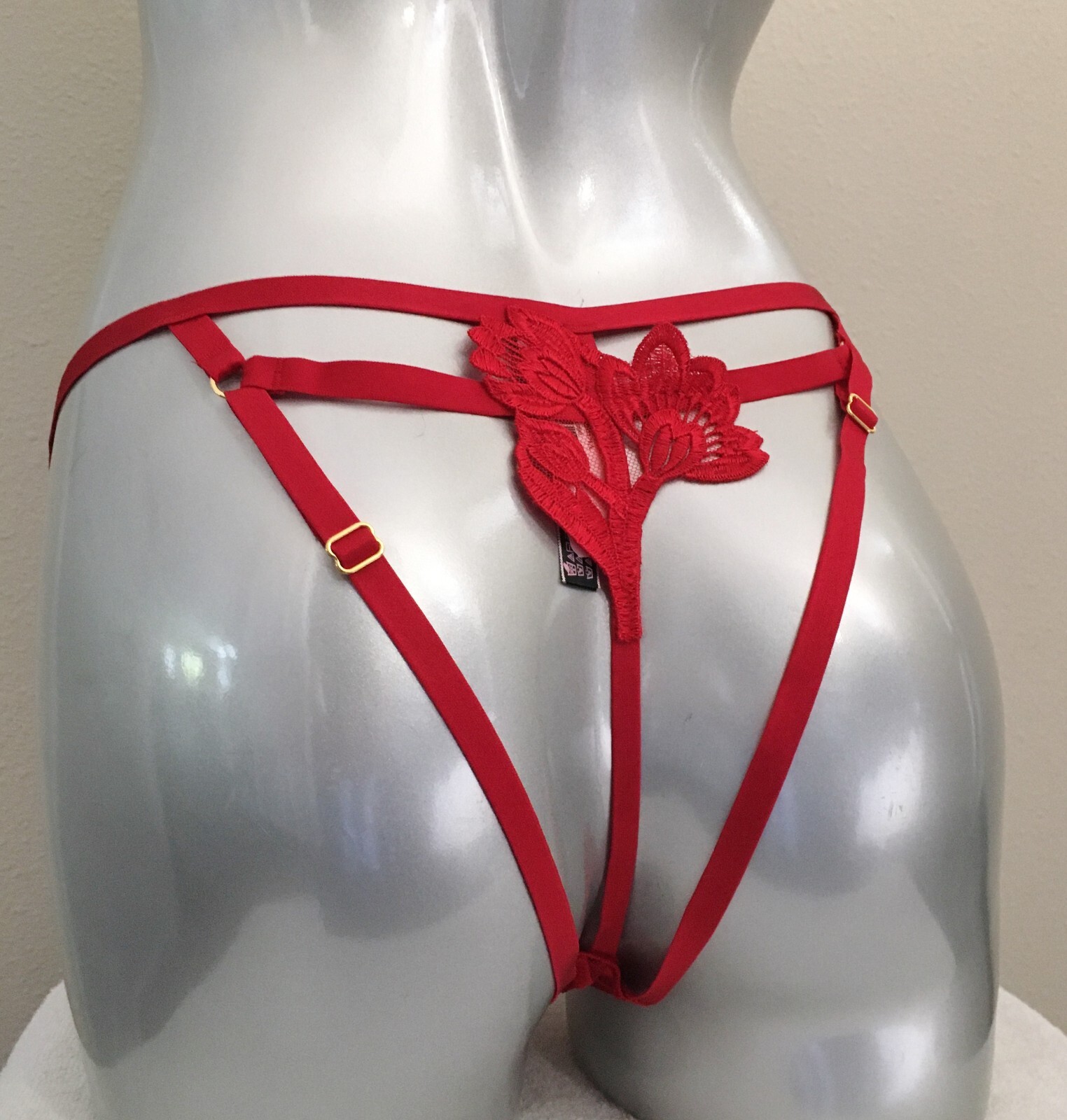 Nwt Victoria Secret Very Sexy Band of Lovers Bikini Panty Red Embroidery L